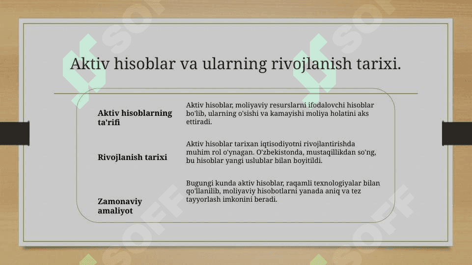 Aktiv,passiv va aktiv passiv schyotlar va ularni oʻziga xos xususiyatlari 5