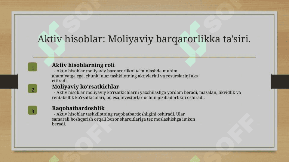 Aktiv,passiv va aktiv passiv schyotlar va ularni oʻziga xos xususiyatlari 7