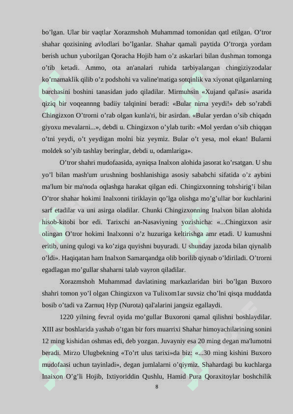 MOG'ULLARNING O'RTA OSIYOGA BOSTIRIB KELISHI 8