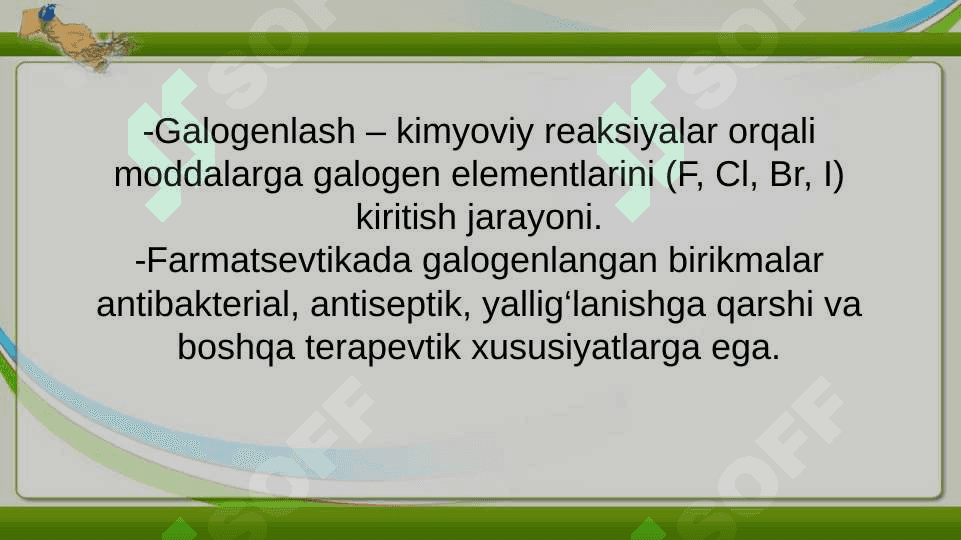 Galogenlash asosida olinadigan dori preparatlari 3