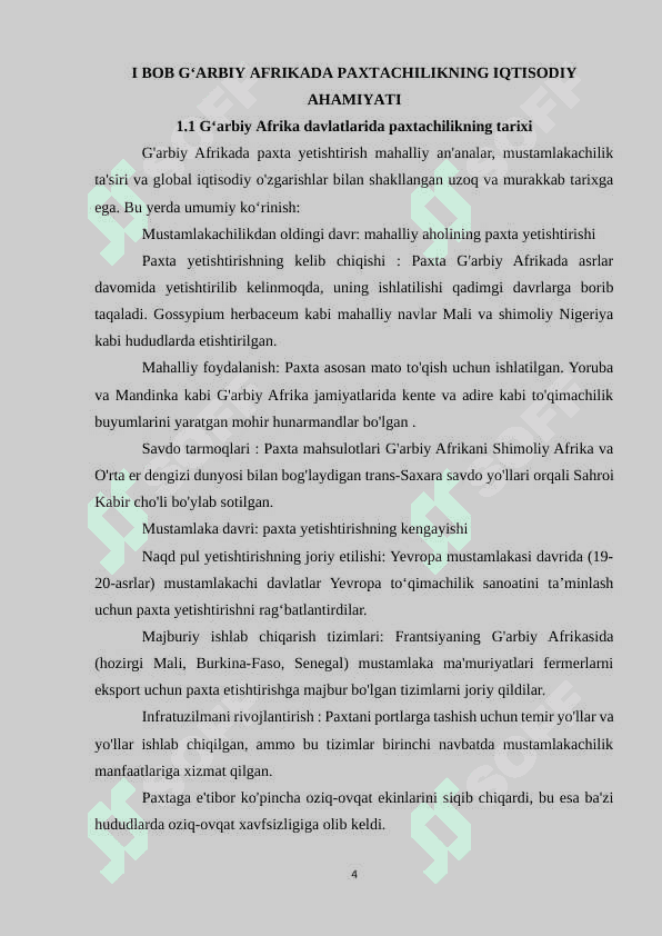 G‘arbiy afrika davlatlarida paxtachilik tarmog‘ining rivojlanish xususiyatlari 4