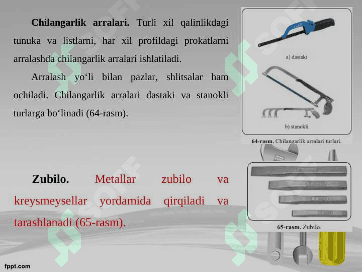 Asbob-uskuna, moslama va stanok turlari 5-sinf texnologiya 7