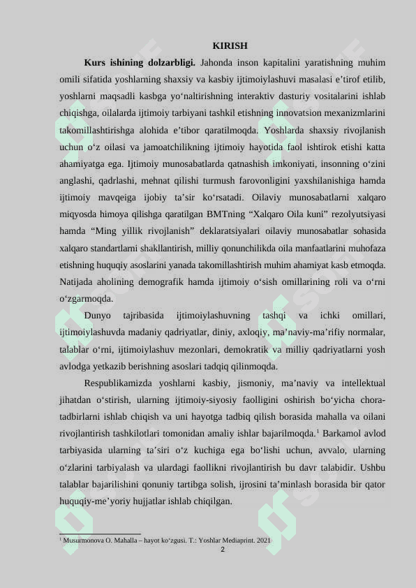 ZAMONAVIY O‘ZBEK OILASI ICHIDAGI ZIDDIYATLAR, INQIROZLAR HAMDA ULARNI BARTARAF ETISHDA O‘QITUVCHI YORDAMI. 2