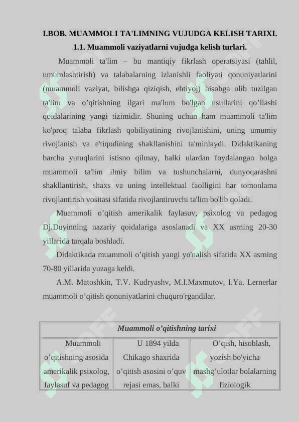 MUAMMOLI TA'LIM VA UNING O’ZIGA HOS HUSUSIYATLARI kurs ishi 5