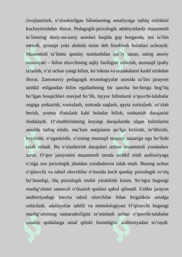 MUAMMOLI TA'LIM VA UNING O’ZIGA HOS HUSUSIYATLARI kurs ishi 8