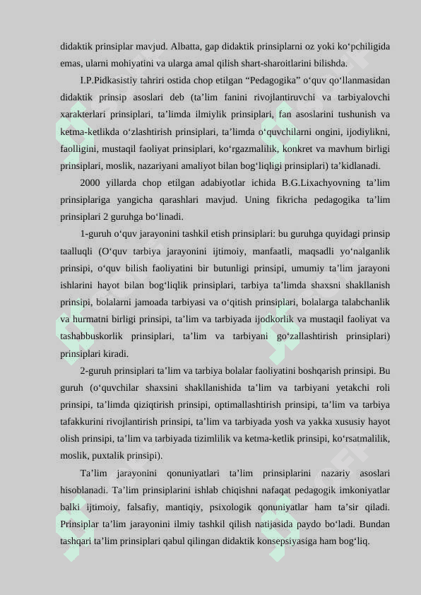 TA’LIM NAZARIYALARI (KONTSEPTSIYALAR) kurs ishi 6