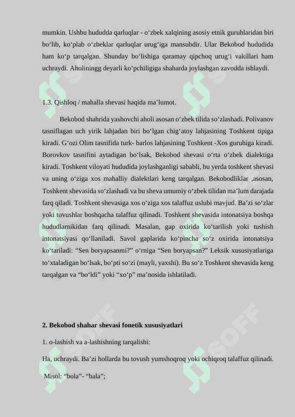 Dilalektologik amaliyot ishi 4