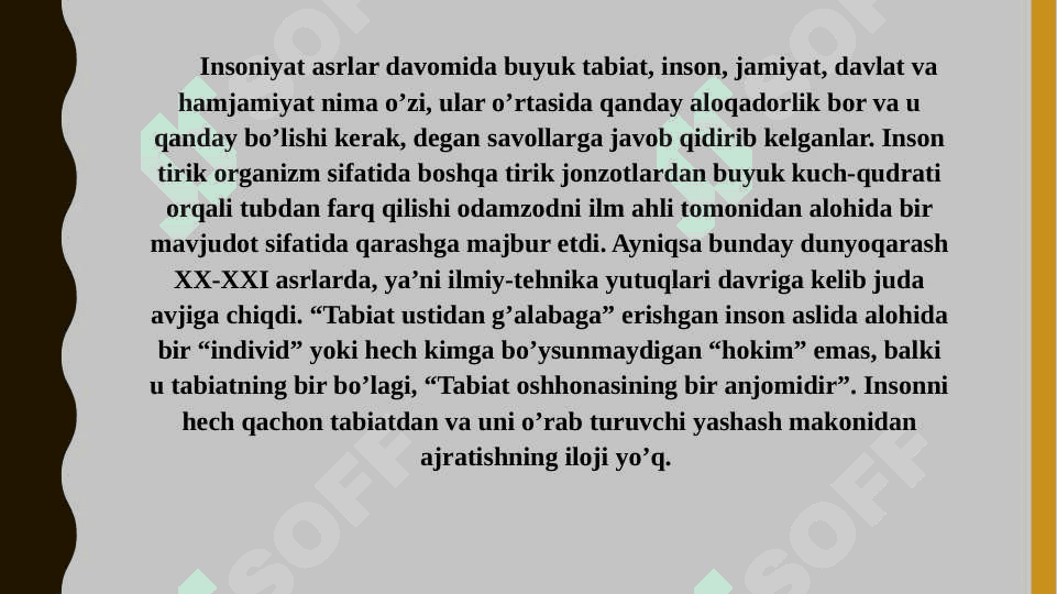 Inson ekologiyasi. Atrof-muhitni muhofaza qilish, tabiiy resurslardan oqilona foydalanish 3
