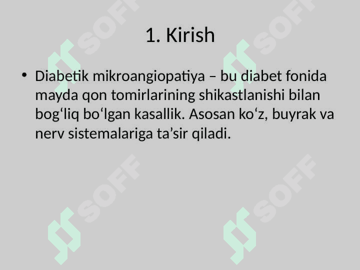 DIABETIK MIKROANGIOPATIYA . Diabet bilan bog‘liq mikrotomirlarning zararlanishi 2