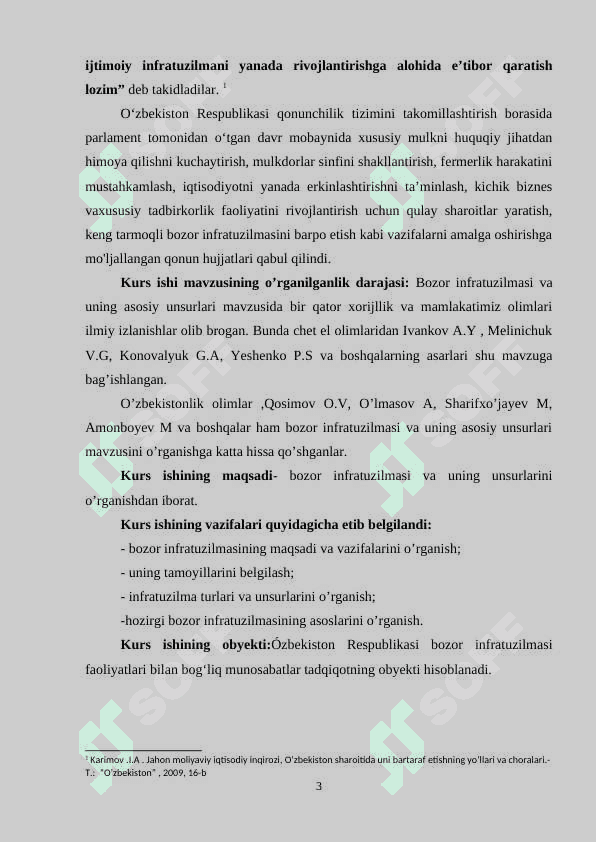 Bozor infratuzilmasining  kurs ishi 3