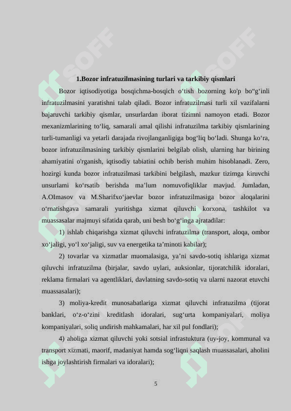 Bozor infratuzilmasining  kurs ishi 5