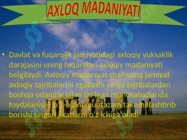 AXLOQ MADANIYATI VA  SHAXS AXLOQIY TARIYASI 2