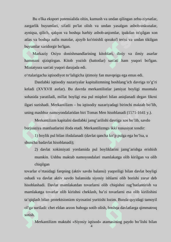 O'rta asrlar iqtisodiy qarashlari. Merkantilizm iqtisodiy ta'limoti 5