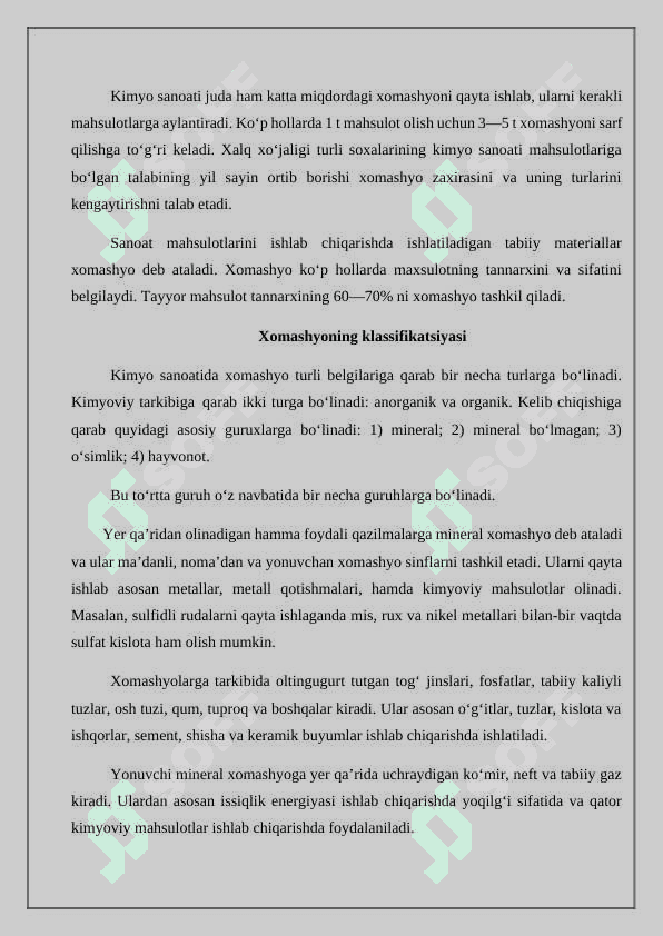 kimyo fanining sanoat va xalq xojaligi rivojidagi ahamiyati 2