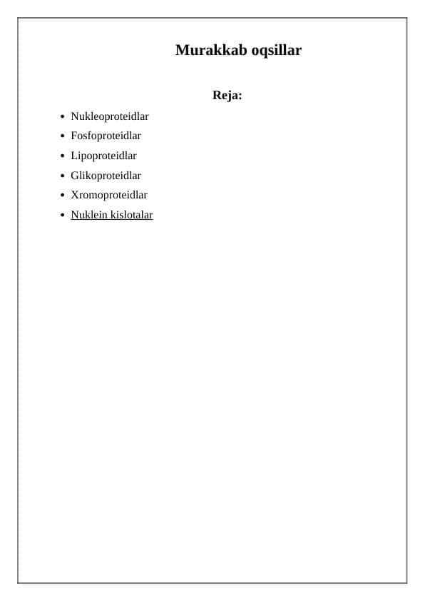 Murakkab oqsillar 1