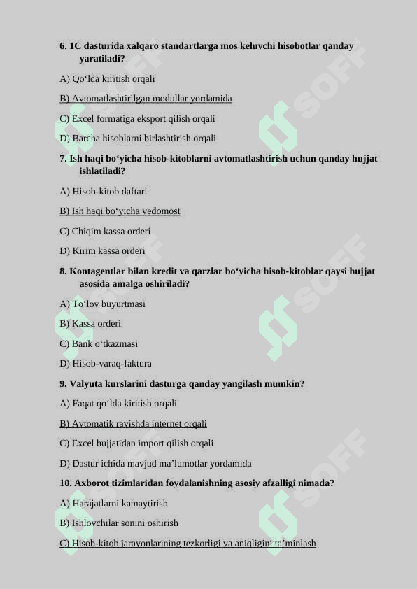 Buxgalteriya hisobining axborot tizimlariga oid test 2