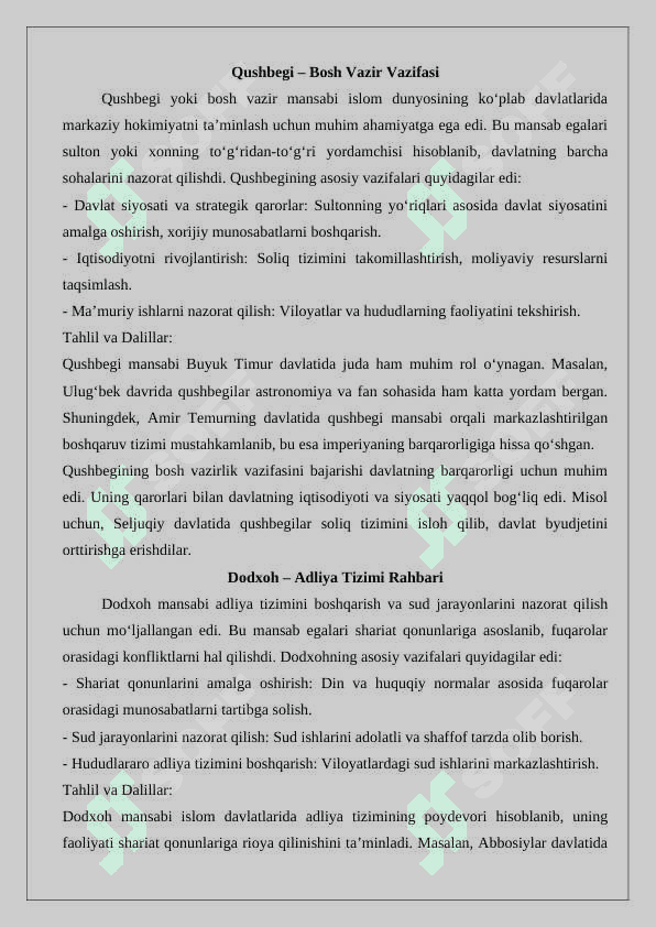 Buxoro amirligida saroy unvonlari va mansablari. 7
