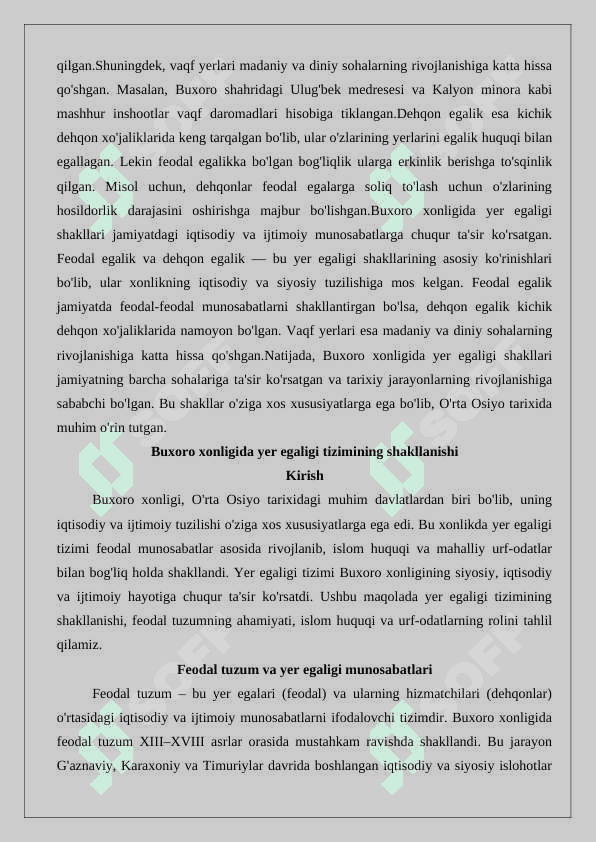 Buxoro xonligida yer egaligi shakllari 4