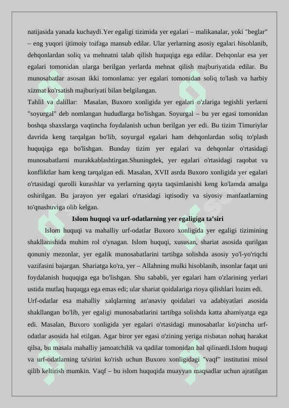 Buxoro xonligida yer egaligi shakllari 5
