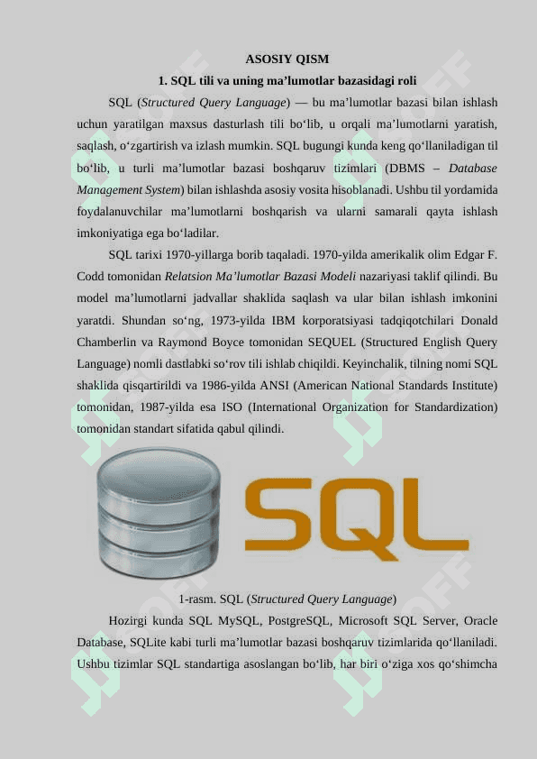 SQL tili yordamida ma’lumotlarni tavsiflash 4