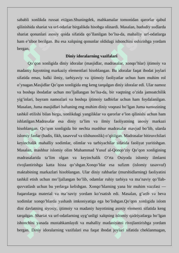 Qo'qon xonligida diniy unvon va mansablar 6