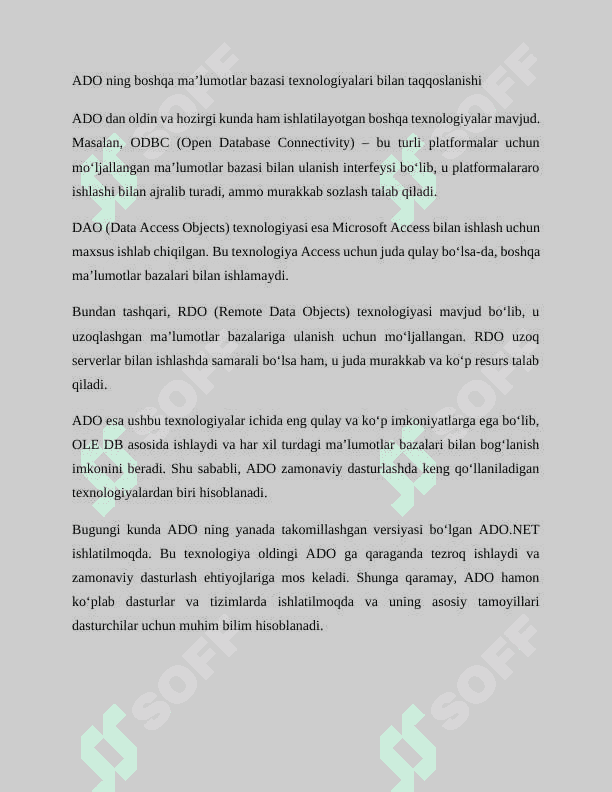 ADO texnologiyasidan foydalanish 3