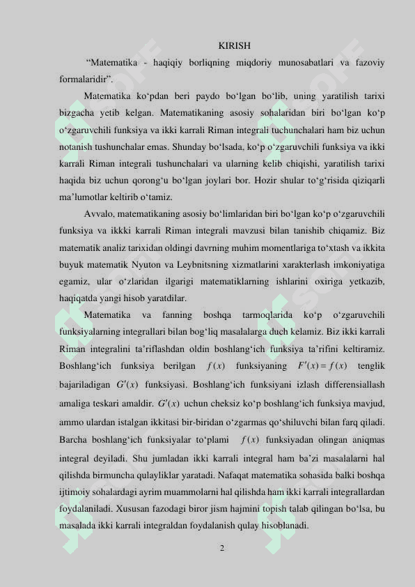 IKKI KARRALI RIMAN INTEGRALLARI 2