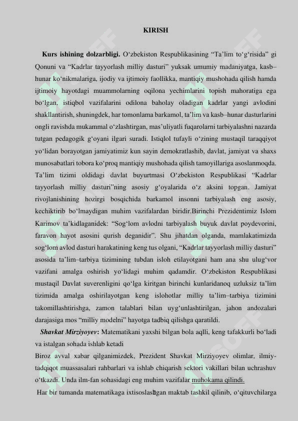 OSHKORMAS FUNKSIYA VA UNI HOSILA YORDAMIDA TO‘LA TEKSHIRISH 2