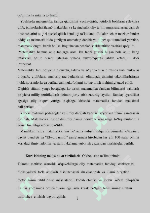 OSHKORMAS FUNKSIYA VA UNI HOSILA YORDAMIDA TO‘LA TEKSHIRISH 3