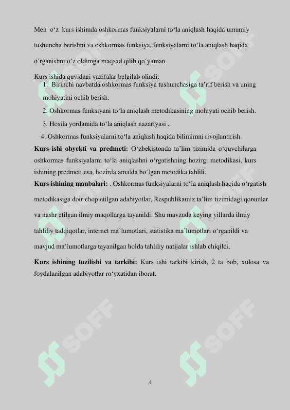 OSHKORMAS FUNKSIYA VA UNI HOSILA YORDAMIDA TO‘LA TEKSHIRISH 4