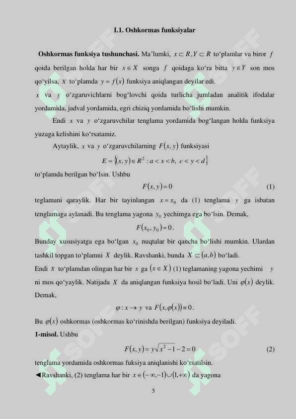 OSHKORMAS FUNKSIYA VA UNI HOSILA YORDAMIDA TO‘LA TEKSHIRISH 5