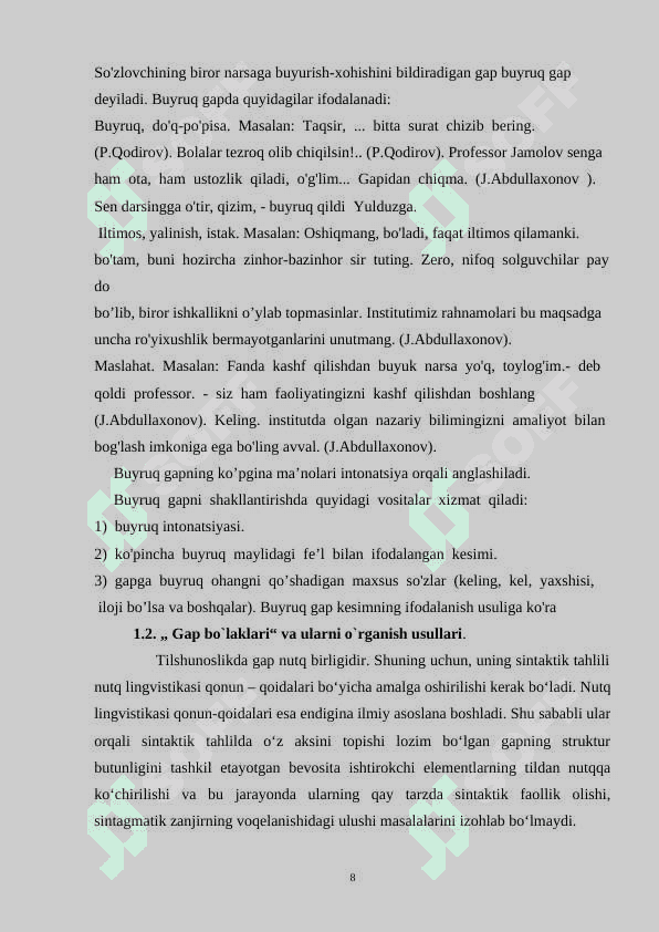 Boshlangʻich sinflarda "Gap"mavzusini oʻrgatish metodikasi 7