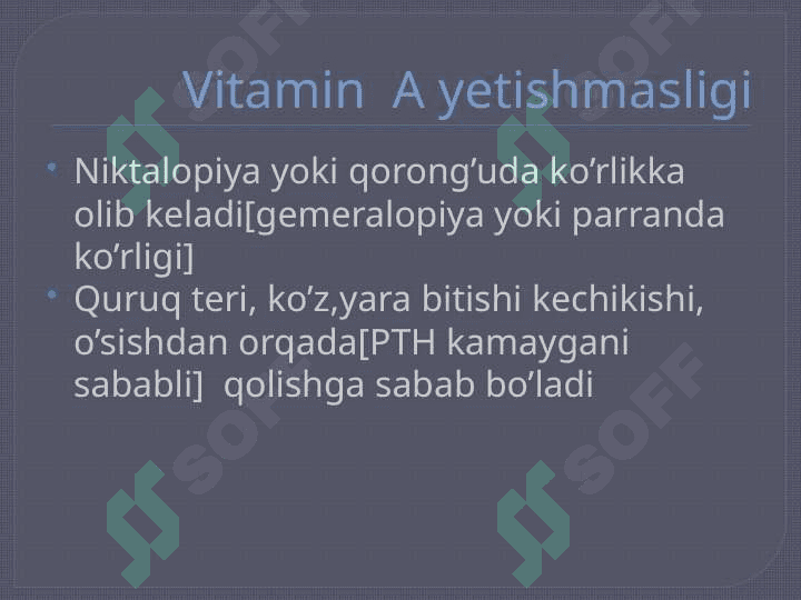 Gipovitaminoz va gipervitaminoz holatlarda modda almashinuvining buzilishi 5