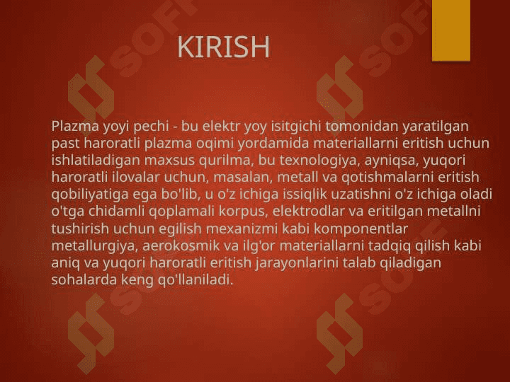 Plazma yoyli pech va qurilmalar 2