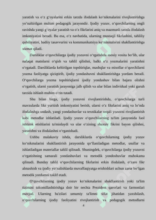 DARISLIKLARDA O`QUVCHILARNING IJODIY YOZUV KO'NIKMALARINI SHAKILLANTIRISH 4