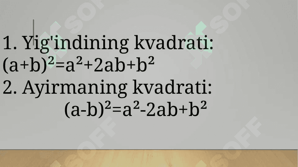 QISQA KO'PAYTIRISH FORMULALARI. 2