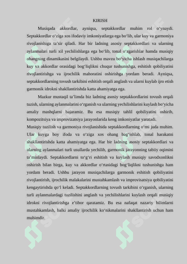 Ladning asosiy septakkordlari va ularning aylanmalarini tovushdan tuzib, yechilishlari bilan kuylash 2