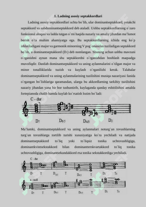 Ladning asosiy septakkordlari va ularning aylanmalarini tovushdan tuzib, yechilishlari bilan kuylash 3