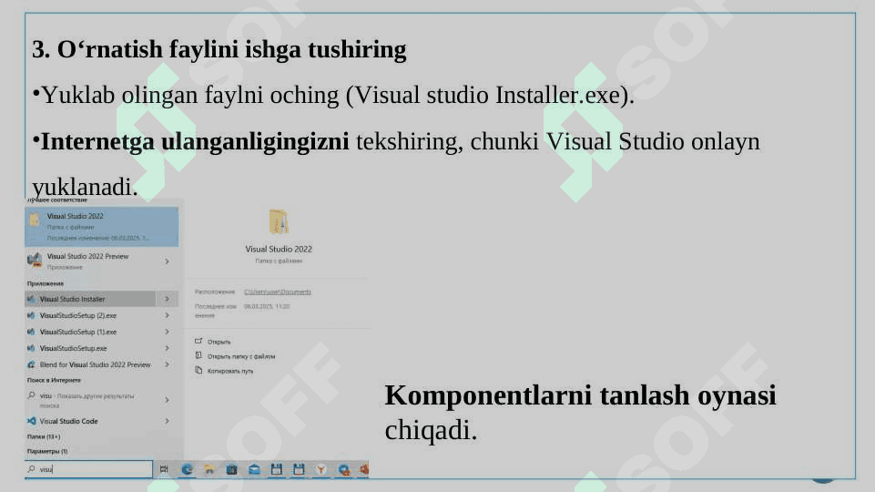 Visual Studioni o’rnatish va Komponentalar bilan ishlash. 5