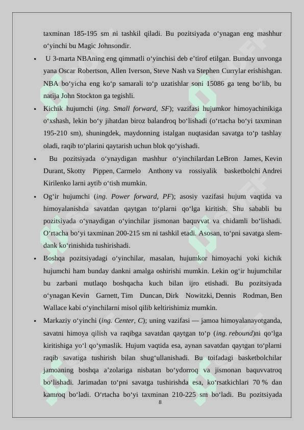 Basketbol o‘yinini O‘zbekistonda rivojlanishi 8