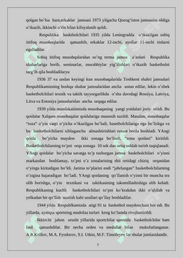 Basketbol o’yinini O’zbekistonda rivojlanishi. 6