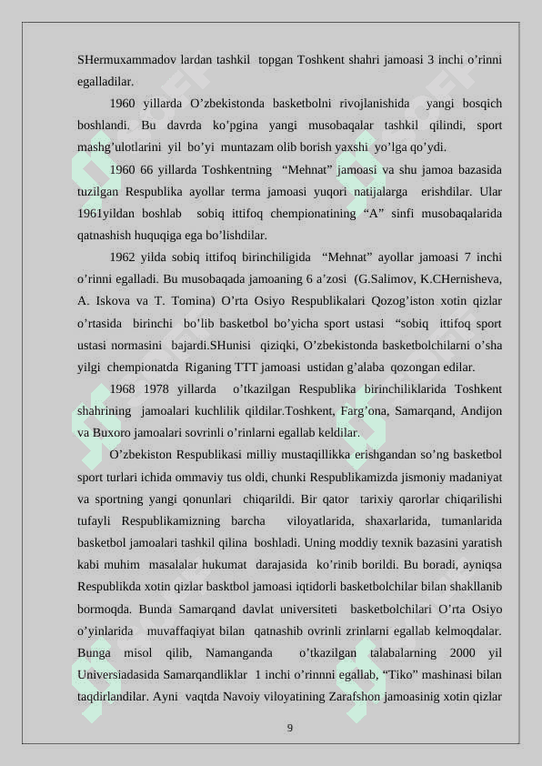 Basketbol o’yinini O’zbekistonda rivojlanishi. 8