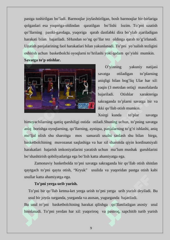 Basketbol o’yinida to’pni savatga otish texnikasi 8