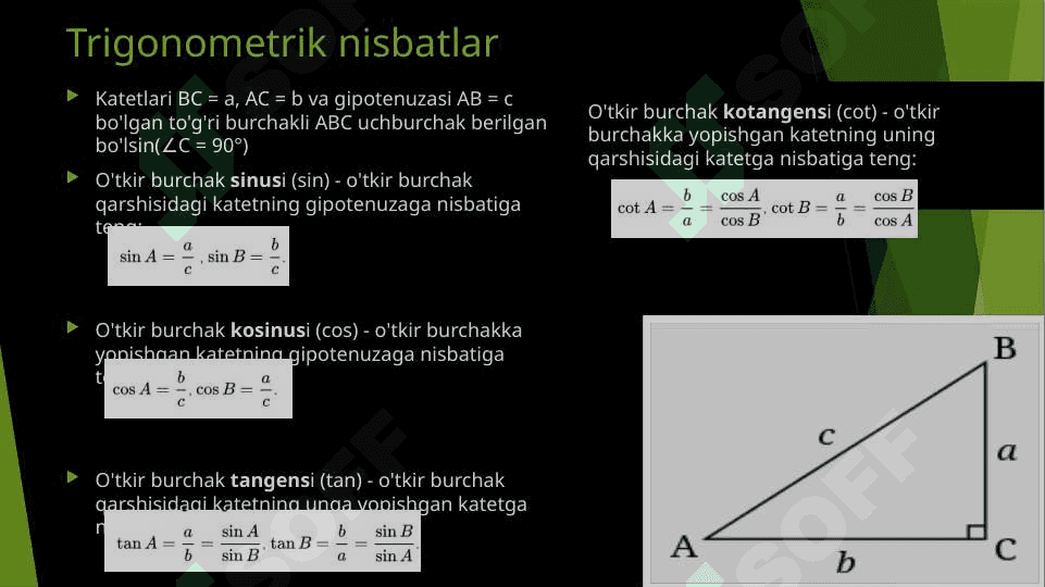 Trigonometrik ayniyatlar 8
