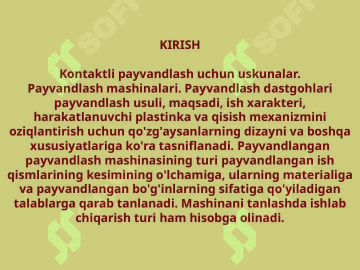 Kontaktli payvandlash qurilmalari 2