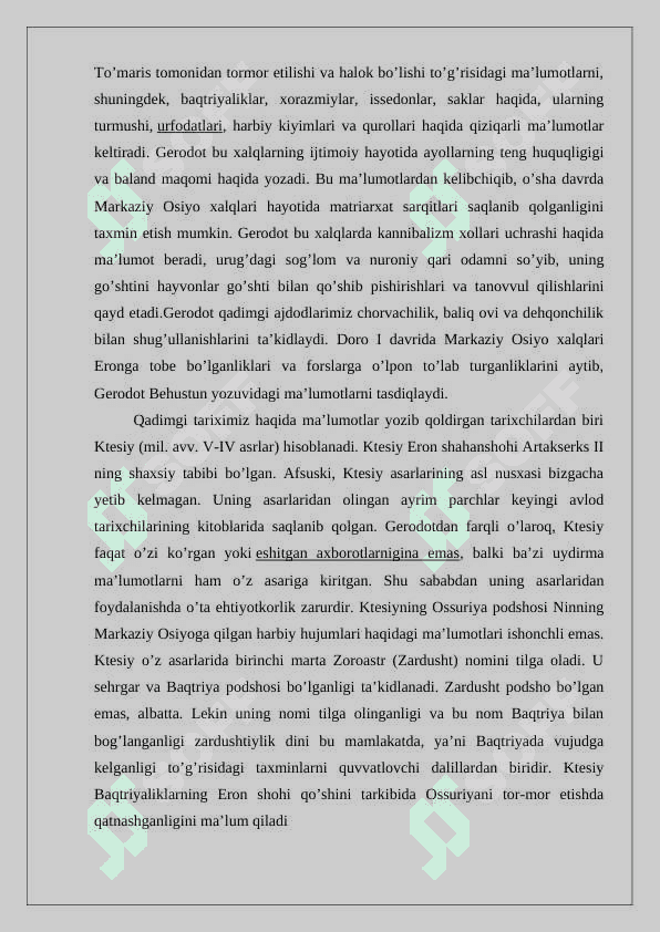 Geradotning “Tarix” asaridagi tarixiy geografik malumotlarning ahamiyati 7