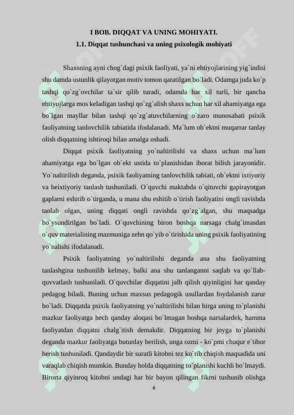 Diqqatning rivojlanish: turli xil g'oyalarning xususiyatlari 6
