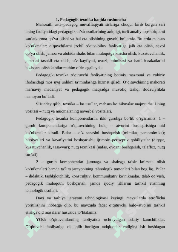 Pedagogik texnika mimik va pantomimik mahorat 2