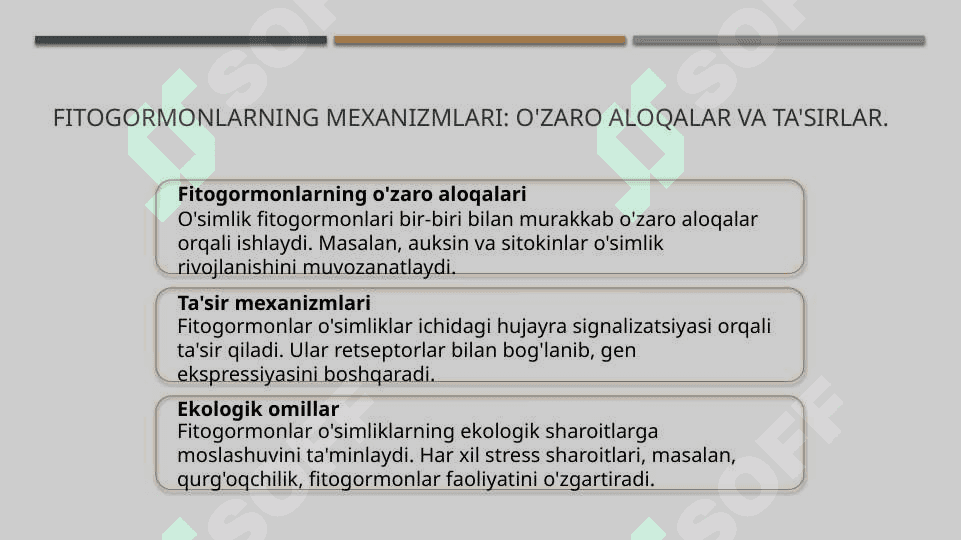 O'simlik fitogormonlarining ta'sir etish mexanizmlarining sxemalar va zamonaviy metodlar asosida organish 5
