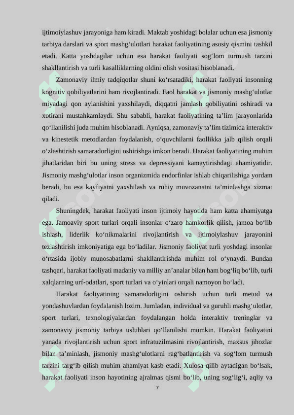 Harakat faoliyatining shakllari va turlari. 7